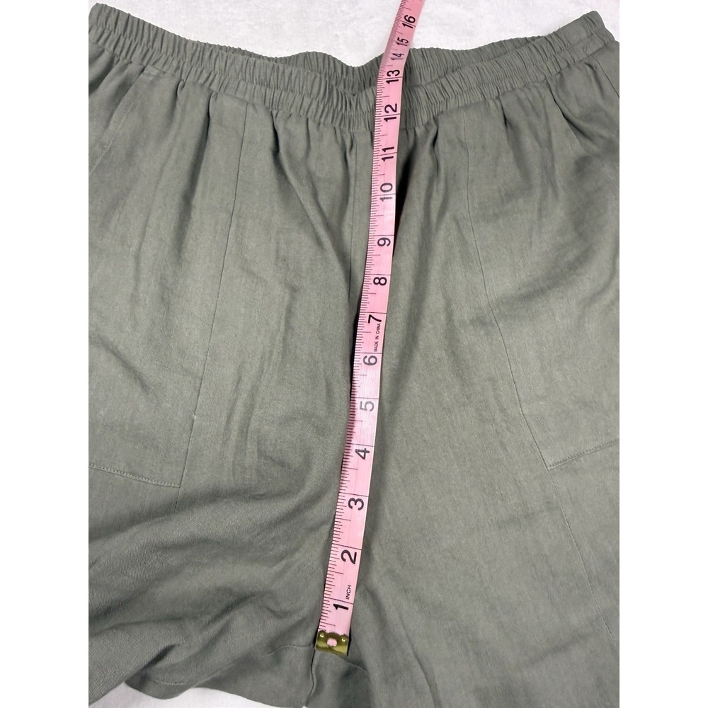 Soft Surroundings Women's Linen Blend Wide Leg Crop Pants Olive Green Size M - Picture 7 of 10